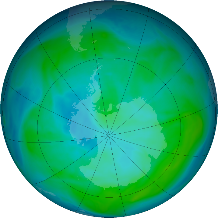 Antarctic ozone map for 10 January 2006